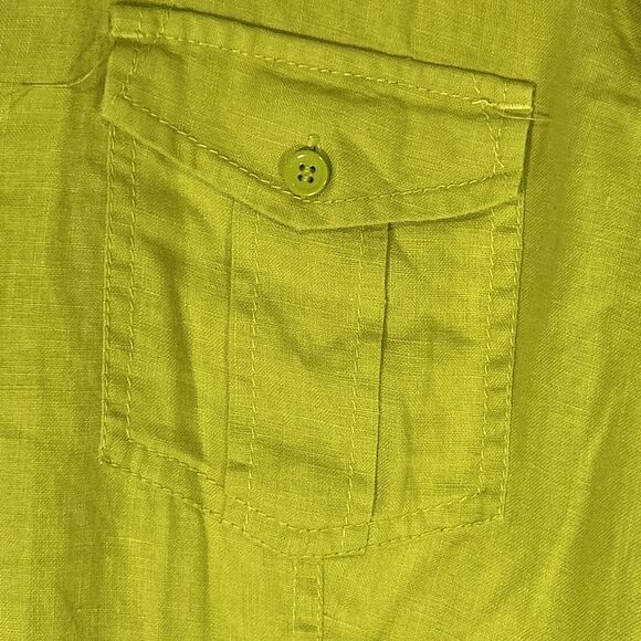 Liz Claiborne Women’s XL Chartreuse Button Up Top Long Sleeve - Picture 2 of 13
